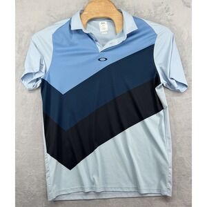 Oakley Hydrolix Polo Golf Shirt Blue Colorblock Regular Fit Men's Size L EUC